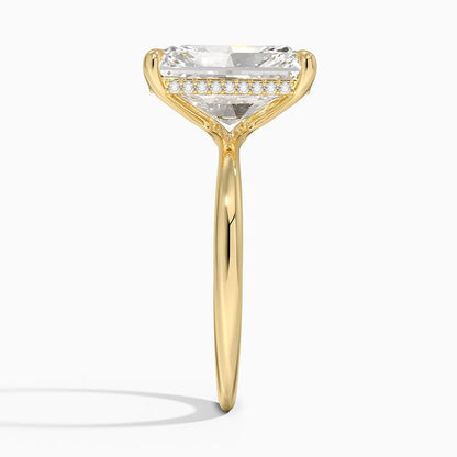 5.10 Karat Radiant Kesim Hidden Halo Tasarım Tektaş Laboratuvar Pırlanta Yüzük 18K  - Alvora - Bold Diamonds