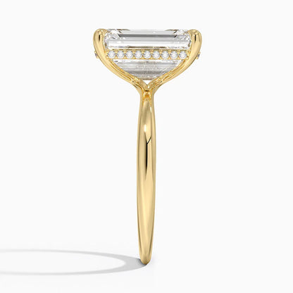 5.10 Karat Emerald Kesim Hidden Halo Tasarım Tektaş Laboratuvar Pırlanta Yüzük 18K  - Alvora