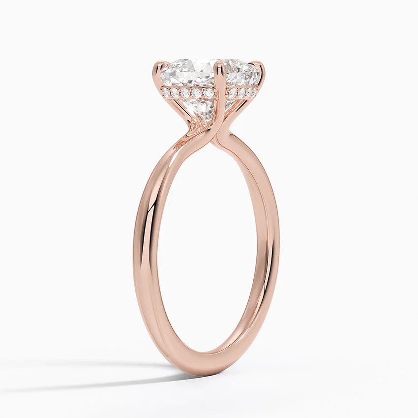5.10 Karat Cushion Kesim Hidden Halo Tasarım Tektaş Laboratuvar Pırlanta Yüzük 18K  - Alvora - Bold Diamonds