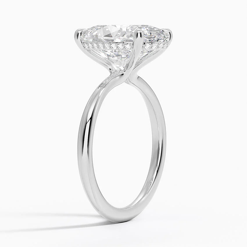 5.10 Karat Oval Kesim Hidden Halo Tasarım Tektaş Laboratuvar Pırlanta Yüzük 18K  - Alvora - Bold Diamonds