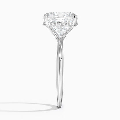 5.10 Karat Cushion Kesim Hidden Halo Tasarım Tektaş Laboratuvar Pırlanta Yüzük 18K  - Alvora - Bold Diamonds