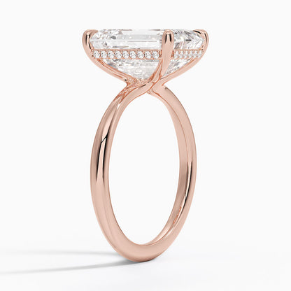 5.10 Karat Emerald Kesim Hidden Halo Tasarım Tektaş Laboratuvar Pırlanta Yüzük 18K  - Alvora