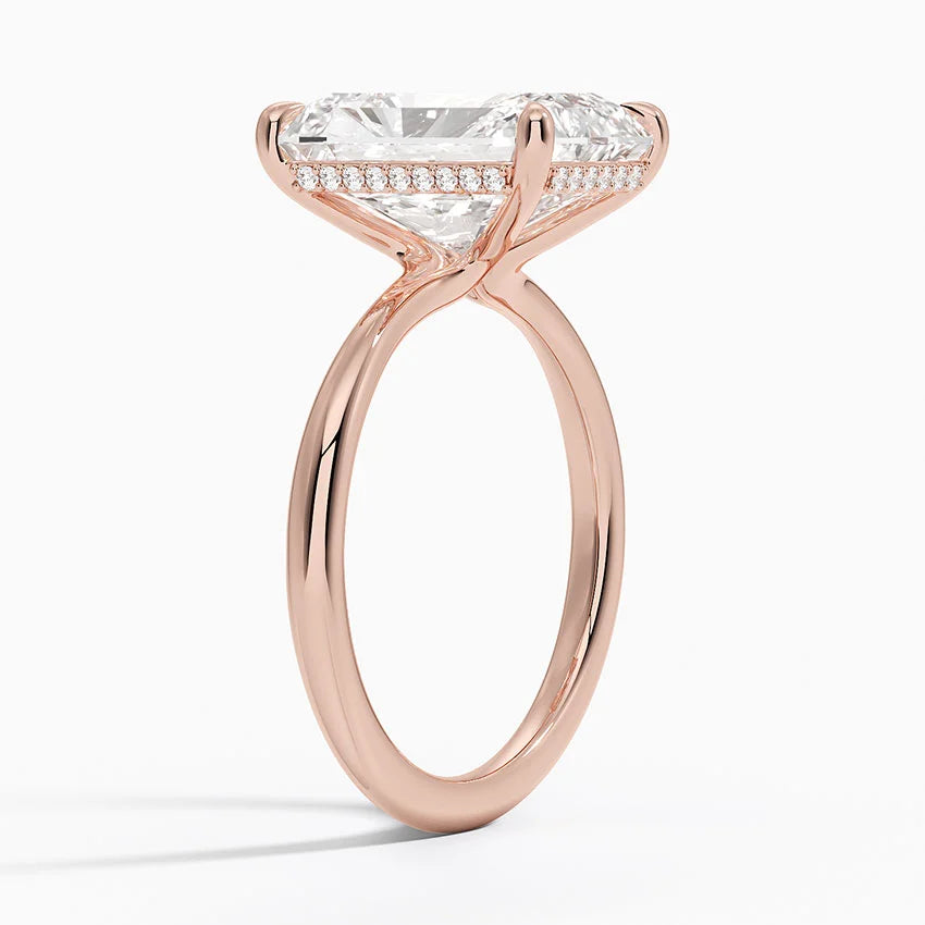 5.10 Karat Radiant Kesim Hidden Halo Tasarım Tektaş Laboratuvar Pırlanta Yüzük 18K  - Alvora - Bold Diamonds