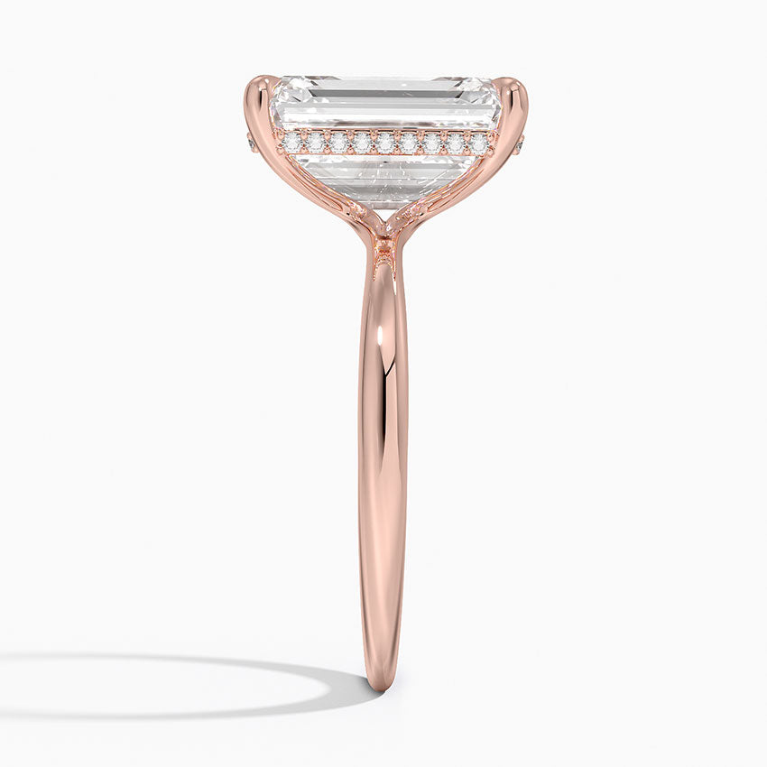 5.10 Karat Emerald Kesim Hidden Halo Tasarım Tektaş Laboratuvar Pırlanta Yüzük 18K  - Alvora