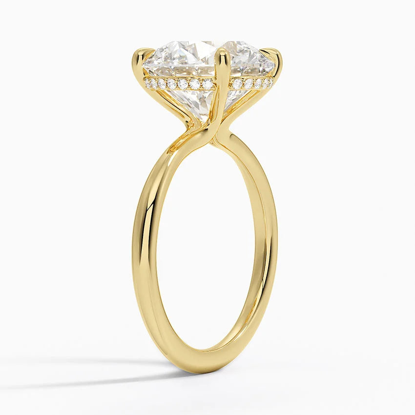 5.10 Karat Hidden Halo Tasarım Tektaş Laboratuvar Pırlanta Yüzük 18K  - Alvora - Bold Diamonds