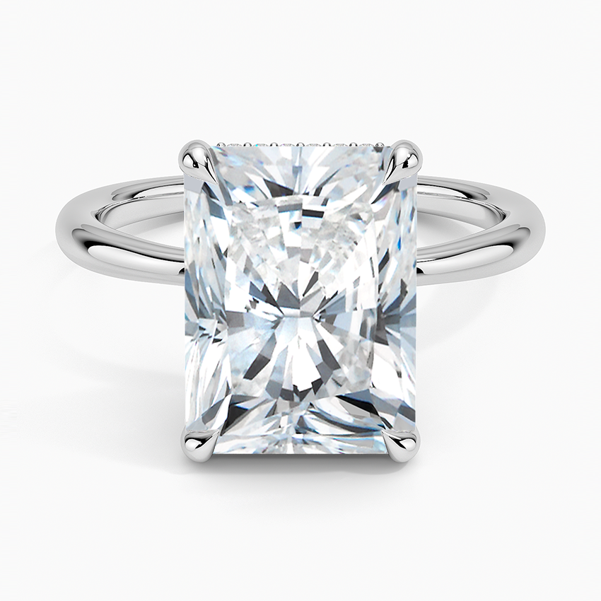 5.10 Karat Radiant Kesim Hidden Halo Tasarım Tektaş Laboratuvar Pırlanta Yüzük 18K  - Alvora - Bold Diamonds