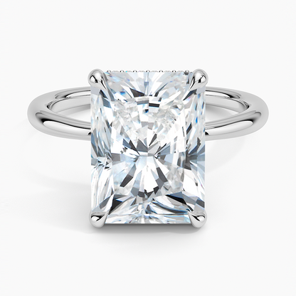 5.10 Karat Radiant Kesim Hidden Halo Tasarım Tektaş Laboratuvar Pırlanta Yüzük 18K  - Alvora - Bold Diamonds