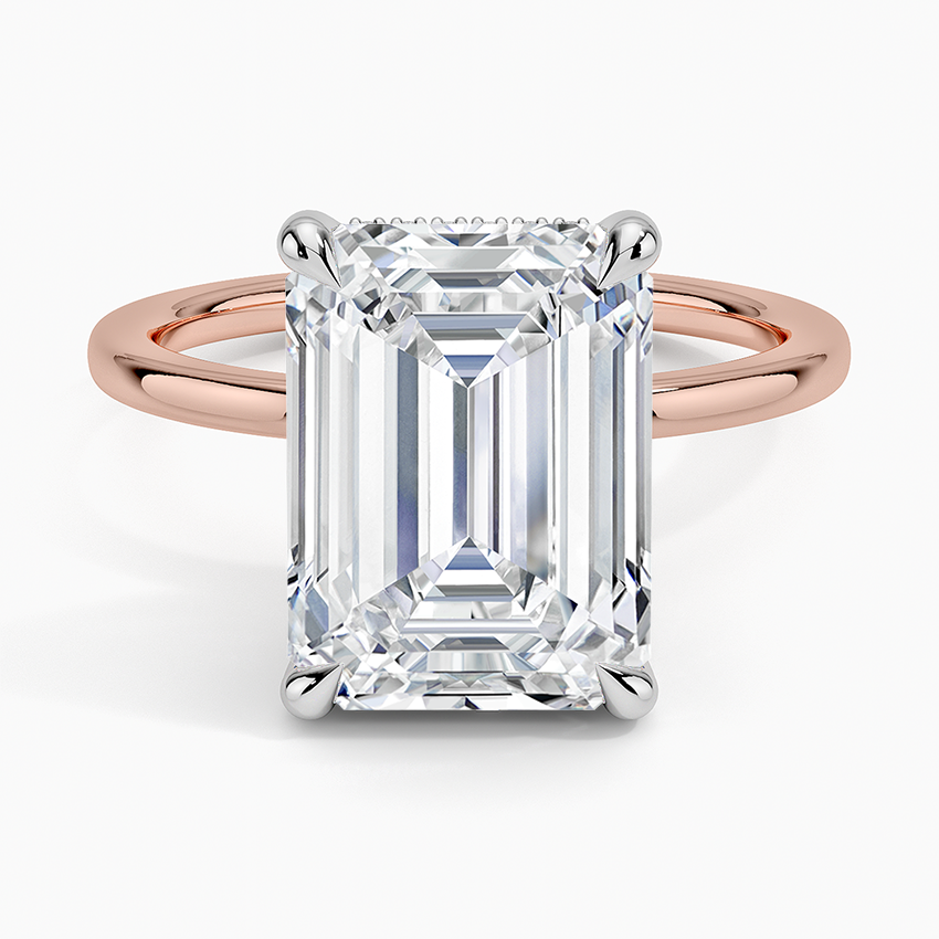 5.10 Karat Emerald Kesim Hidden Halo Tasarım Tektaş Laboratuvar Pırlanta Yüzük 18K  - Elora - Bold Diamonds