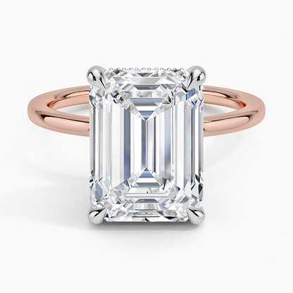 5.10 Karat Emerald Kesim Hidden Halo Tasarım Tektaş Laboratuvar Pırlanta Yüzük 18K  - Elora - Bold Diamonds