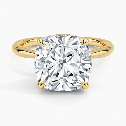 5.10 Karat Cushion Kesim Hidden Halo Tasarım Tektaş Laboratuvar Pırlanta Yüzük 18K  - Alvora - Bold Diamonds