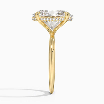 5.10 Karat Oval Kesim Hidden Halo Tasarım Tektaş Laboratuvar Pırlanta Yüzük 18K  - Alvora - Bold Diamonds