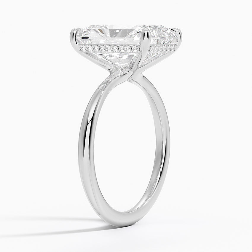 5.10 Karat Radiant Kesim Hidden Halo Tasarım Tektaş Laboratuvar Pırlanta Yüzük 18K  - Alvora - Bold Diamonds