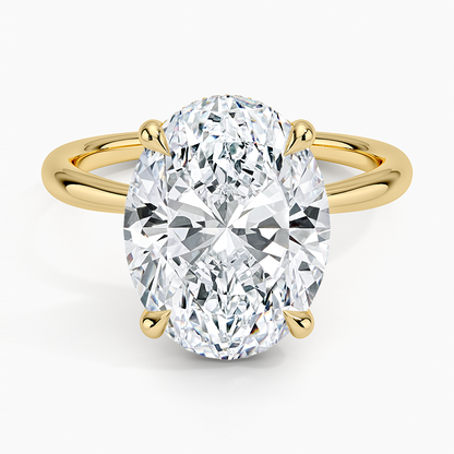 5.10 Karat Oval Kesim Hidden Halo Tasarım Tektaş Laboratuvar Pırlanta Yüzük 18K  - Alvora - Bold Diamonds