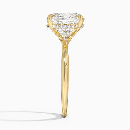 5.10 Karat Cushion Kesim Hidden Halo Tasarım Tektaş Laboratuvar Pırlanta Yüzük 18K  - Alvora - Bold Diamonds