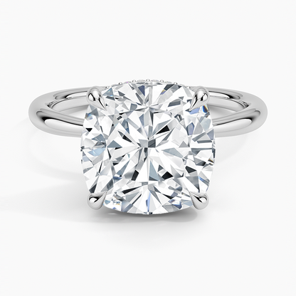 5.10 Karat Cushion Kesim Hidden Halo Tasarım Tektaş Laboratuvar Pırlanta Yüzük 18K  - Alvora - Bold Diamonds