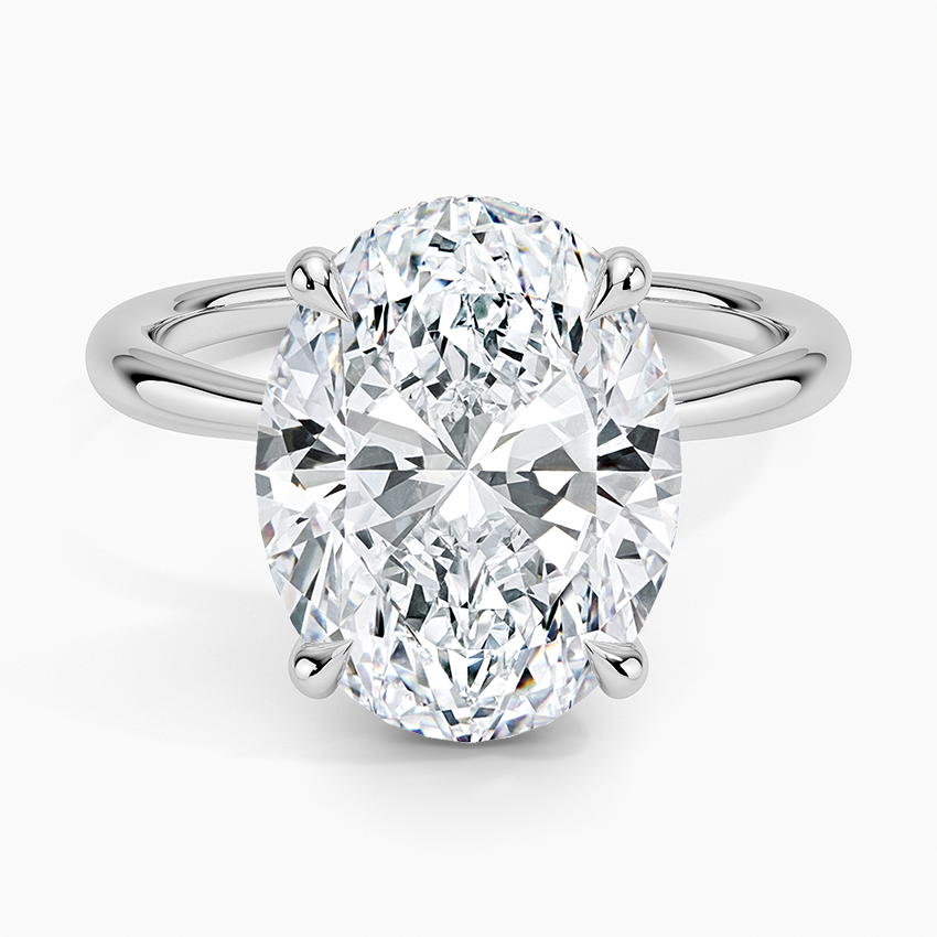 5.10 Karat Oval Kesim Hidden Halo Tasarım Tektaş Laboratuvar Pırlanta Yüzük 18K  - Alvora - Bold Diamonds