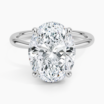 5.10 Karat Oval Kesim Hidden Halo Tasarım Tektaş Laboratuvar Pırlanta Yüzük 18K  - Alvora - Bold Diamonds