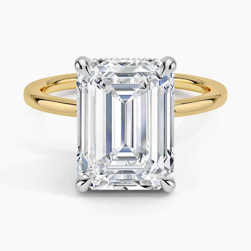 5.10 Karat Emerald Kesim Hidden Halo Tasarım Tektaş Laboratuvar Pırlanta Yüzük 18K  - Elora - Bold Diamonds
