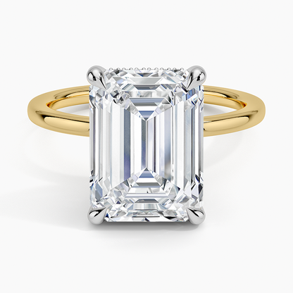 5.10 Karat Emerald Kesim Hidden Halo Tasarım Tektaş Laboratuvar Pırlanta Yüzük 18K  - Elora - Bold Diamonds