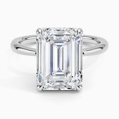 5.10 Karat Emerald Kesim Hidden Halo Tasarım Tektaş Laboratuvar Pırlanta Yüzük 18K  - Alvora