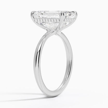 5.10 Karat Emerald Kesim Hidden Halo Tasarım Tektaş Laboratuvar Pırlanta Yüzük 18K  - Alvora