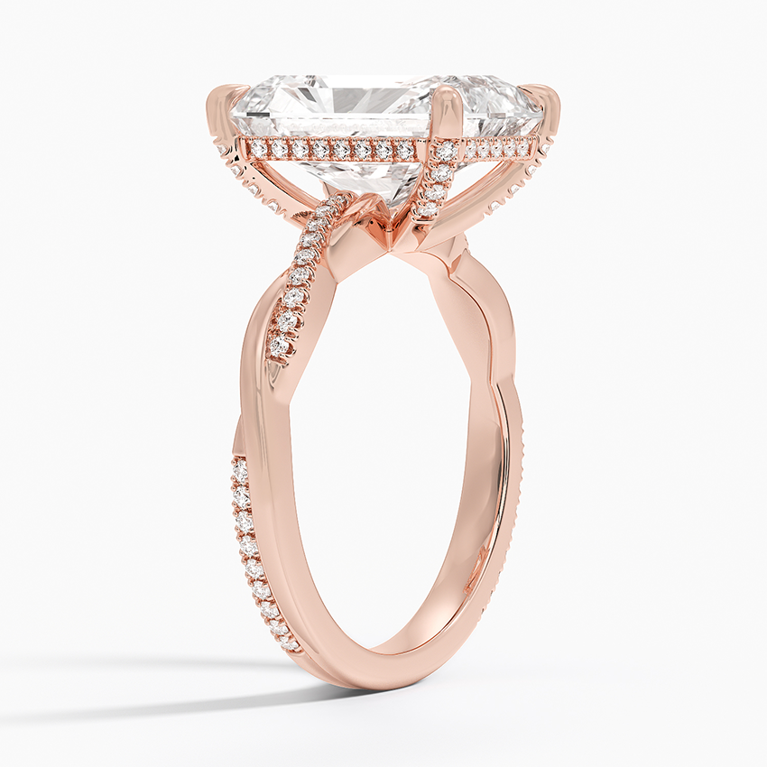 5.25 Karat Radiant Kesim Hidden Halo Tasarım Tektaş Laboratuvar Pırlanta Yüzük  - Riga