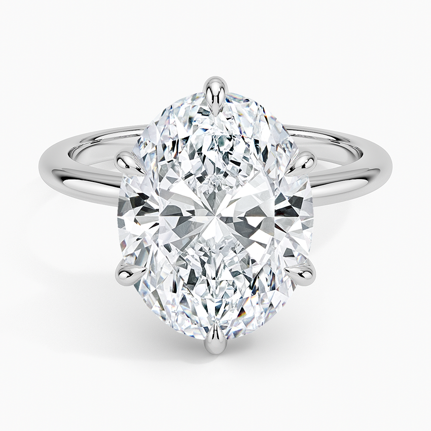 5.10 Oval Kesim Hidden Halo Tasarım Tektaş Laboratuvar Pırlanta Yüzük - Eylora