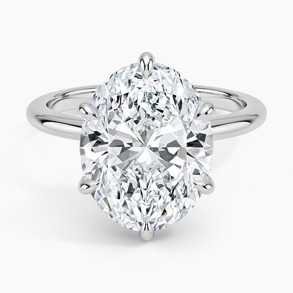 5.10 Oval Kesim Hidden Halo Tasarım Tektaş Laboratuvar Pırlanta Yüzük - Eylora