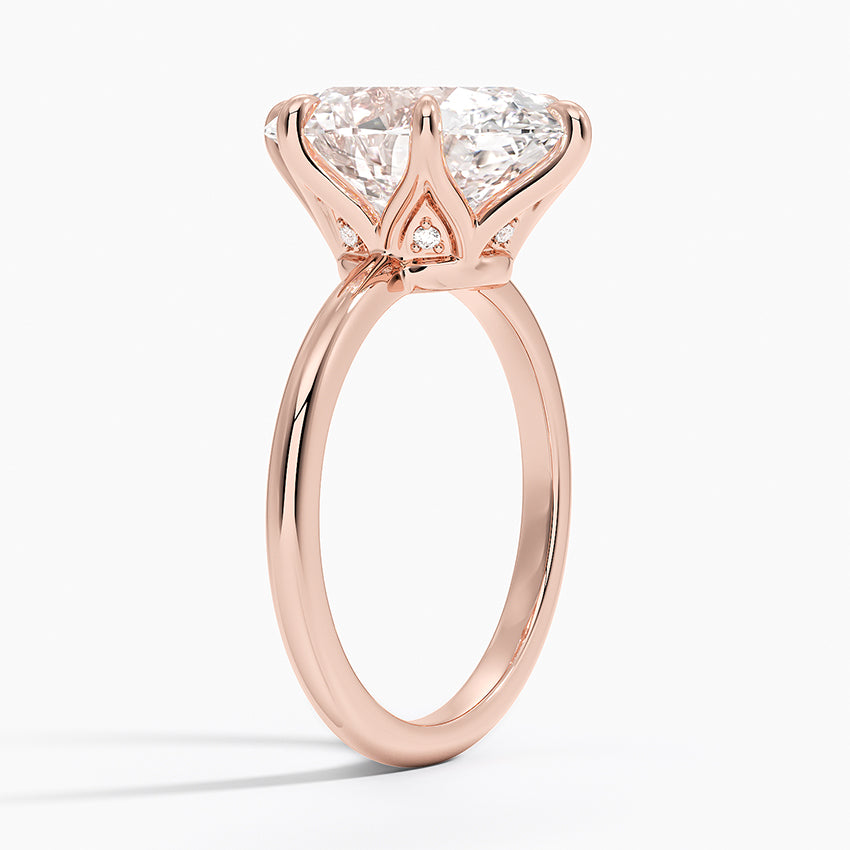 5.10 Oval Kesim Hidden Halo Tasarım Tektaş Laboratuvar Pırlanta Yüzük - Eylora