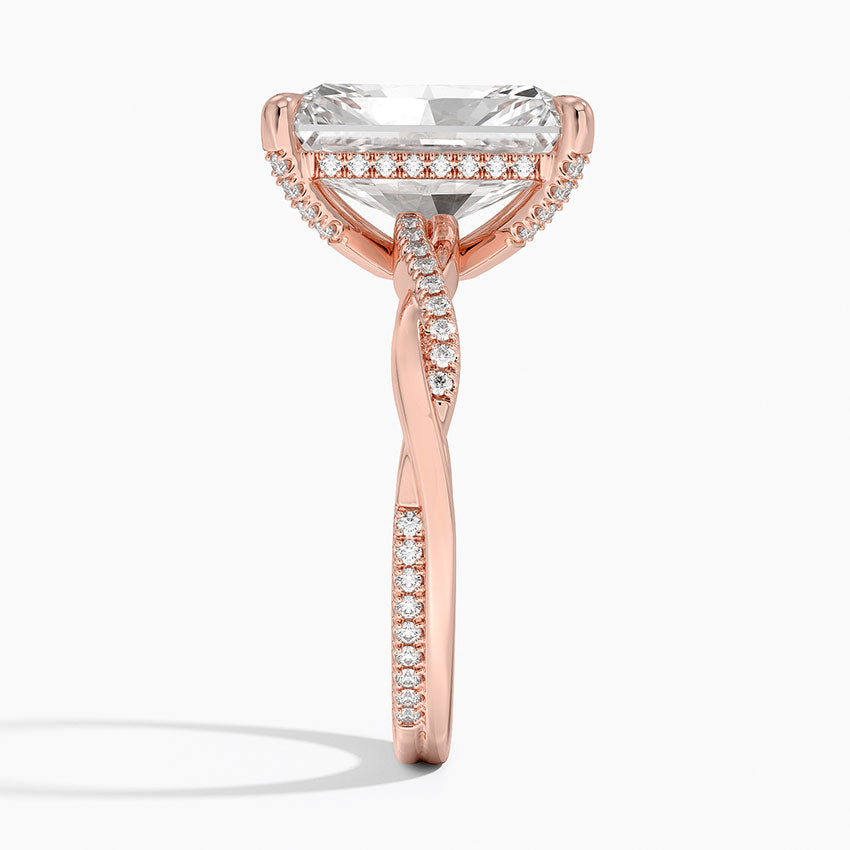 5.25 Karat Radiant Kesim Hidden Halo Tasarım Tektaş Laboratuvar Pırlanta Yüzük  - Riga