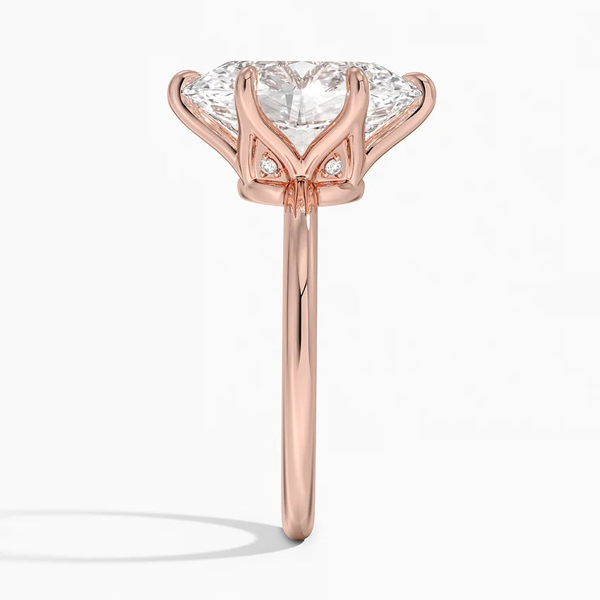 5.10 Oval Kesim Hidden Halo Tasarım Tektaş Laboratuvar Pırlanta Yüzük - Eylora