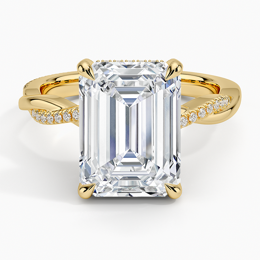 5.25 Karat Emerald Kesim Hidden Halo Tasarım Tektaş Laboratuvar Pırlanta Yüzük  - Riga