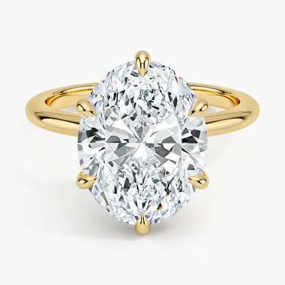 5.10 Oval Kesim Hidden Halo Tasarım Tektaş Laboratuvar Pırlanta Yüzük - Eylora