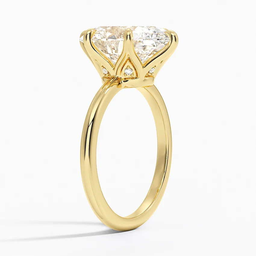 5.10 Oval Kesim Hidden Halo Tasarım Tektaş Laboratuvar Pırlanta Yüzük - Eylora