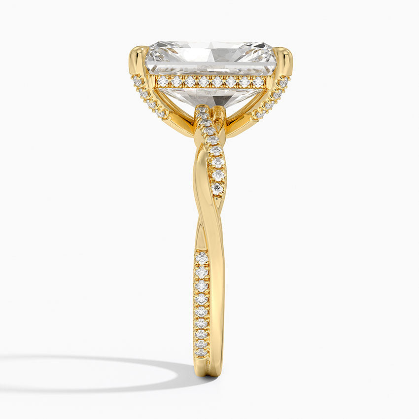 5.25 Karat Radiant Kesim Hidden Halo Tasarım Tektaş Laboratuvar Pırlanta Yüzük  - Riga