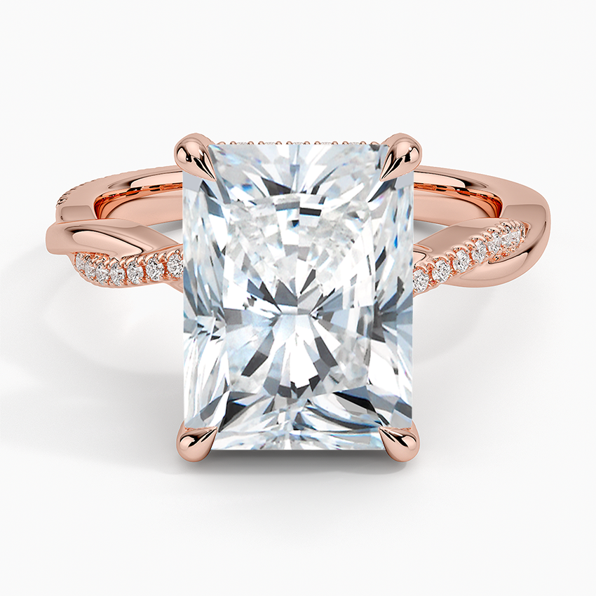 5.25 Karat Radiant Kesim Hidden Halo Tasarım Tektaş Laboratuvar Pırlanta Yüzük  - Riga