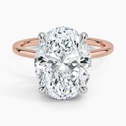 5.10 Karat Oval Kesim Hidden Halo Tasarım Tektaş Laboratuvar Pırlanta Yüzük 18K  - Elora - Bold Diamonds