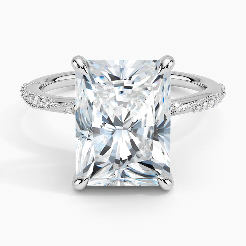5.25 Karat Radiant Kesim Hidden Halo Tasarım Tektaş Laboratuvar Pırlanta Yüzük 18K  - Melora