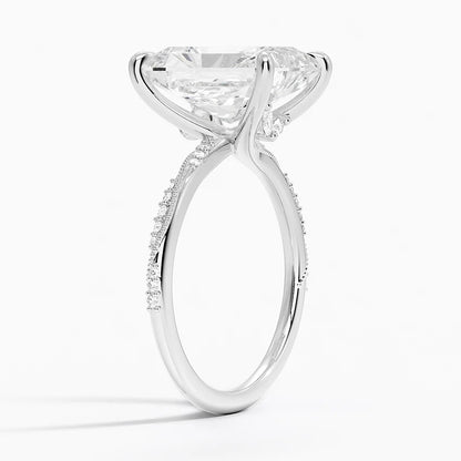 5.25 Karat Radiant Kesim Hidden Halo Tasarım Tektaş Laboratuvar Pırlanta Yüzük 18K  - Melora