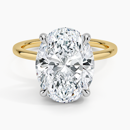 5.10 Karat Oval Kesim Hidden Halo Tasarım Tektaş Laboratuvar Pırlanta Yüzük 18K  - Elora - Bold Diamonds