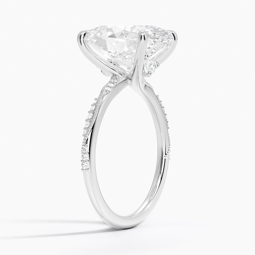 5.25 Karat Oval Kesim Hidden Halo Tasarım Tektaş Laboratuvar Pırlanta Yüzük 18K  - Melora - Bold Diamonds