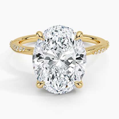 5.25 Karat Oval Kesim Hidden Halo Tasarım Tektaş Laboratuvar Pırlanta Yüzük 18K  - Melora