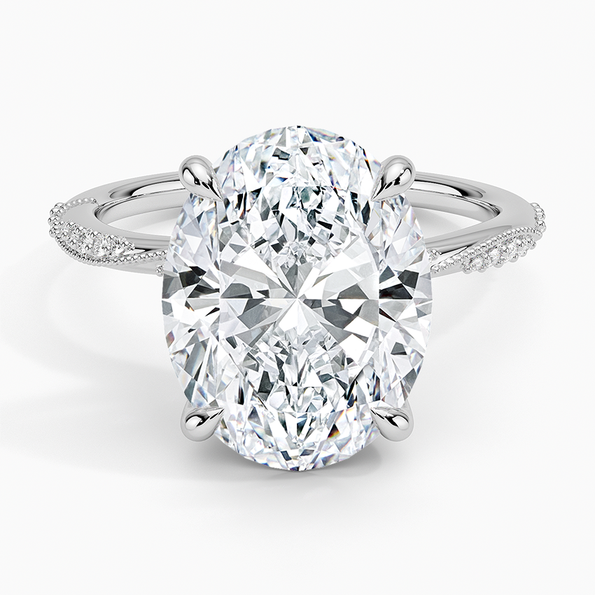 5.25 Karat Oval Kesim Hidden Halo Tasarım Tektaş Laboratuvar Pırlanta Yüzük 18K  - Melora - Bold Diamonds