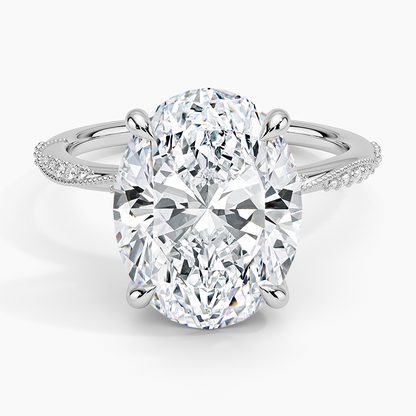 5.25 Karat Oval Kesim Hidden Halo Tasarım Tektaş Laboratuvar Pırlanta Yüzük 18K  - Melora