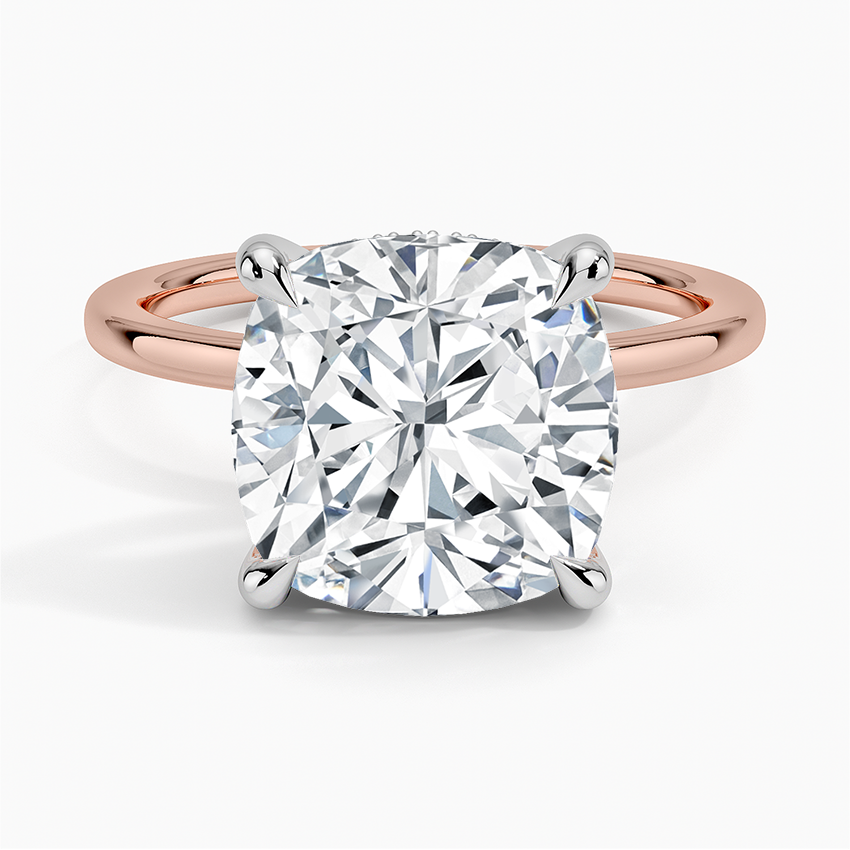 5.10 Karat Cushion Kesim Hidden Halo Tasarım Tektaş Laboratuvar Pırlanta Yüzük 18K  - Elora - Bold Diamonds