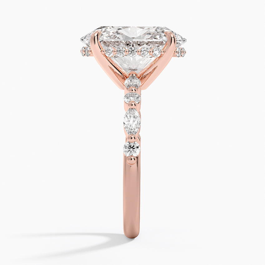 5.50 Karat Oval Kesim Hidden Halo Tasarım Tektaş Laboratuvar Pırlanta Yüzük - Verona