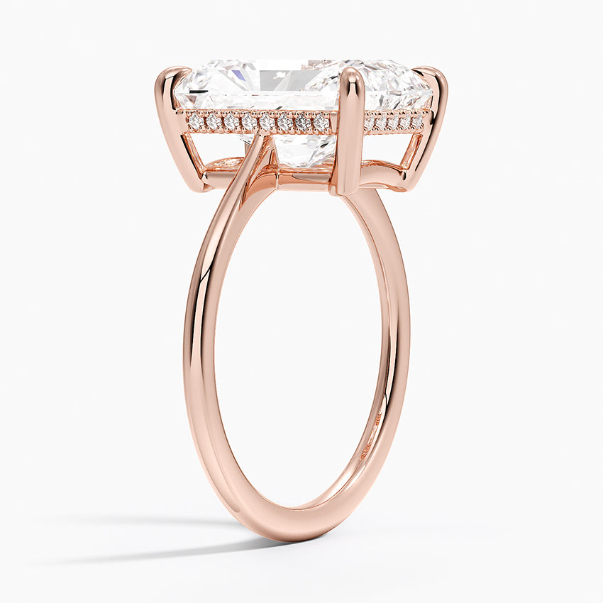 5.10 Karat Radiant Kesim Hidden Halo Tasarım Tektaş Laboratuvar Pırlanta Yüzük - Monaco