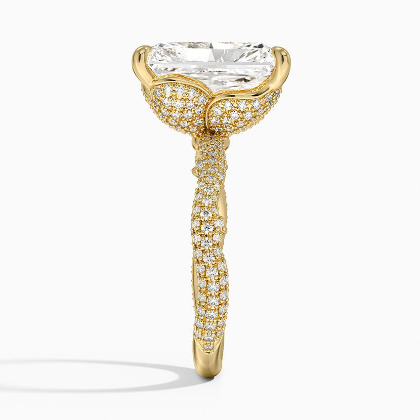 5.75 Karat Radiant Kesim Hidden Halo Tasarım Tektaş Laboratuvar Pırlanta Yüzük - Sorrento