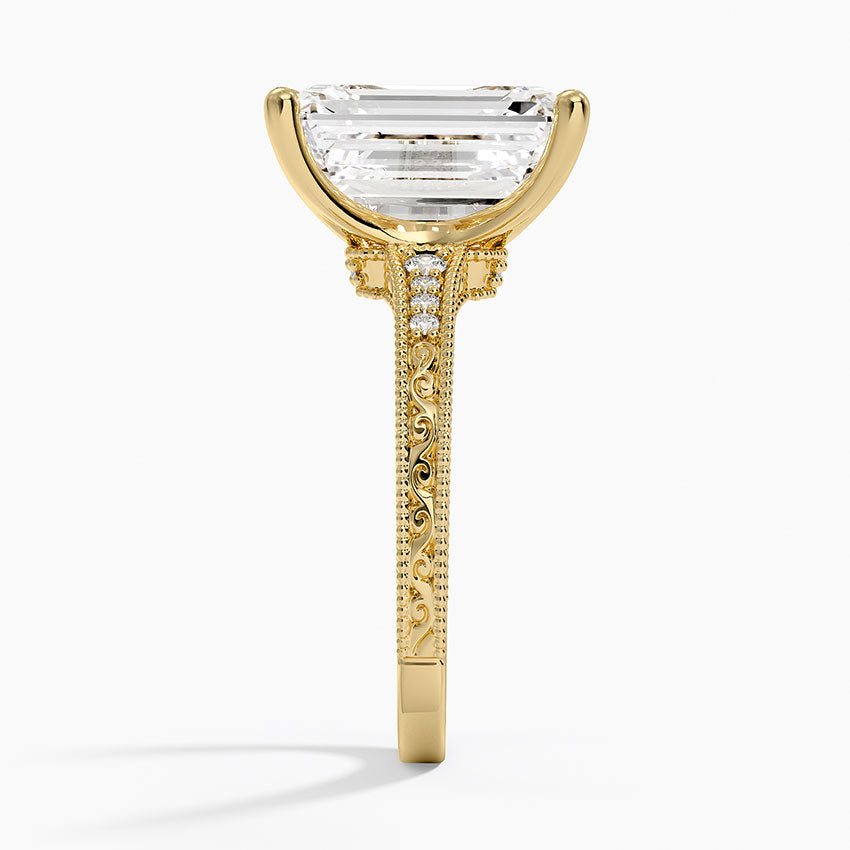 5.15 Karat Emerald Kesim Hidden Halo Tasarım Tektaş Laboratuvar Pırlanta Yüzük - Venice