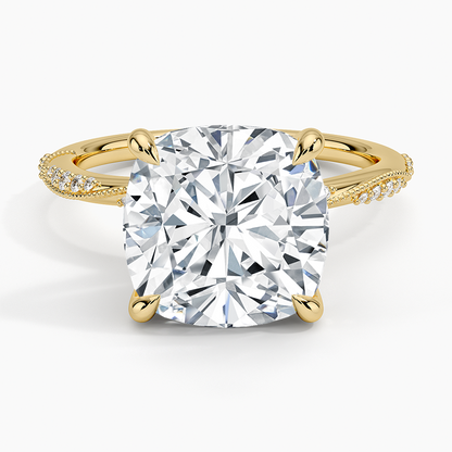5.25 Karat Cushion Kesim Hidden Halo Tasarım Tektaş Laboratuvar Pırlanta Yüzük 18K  - Melora